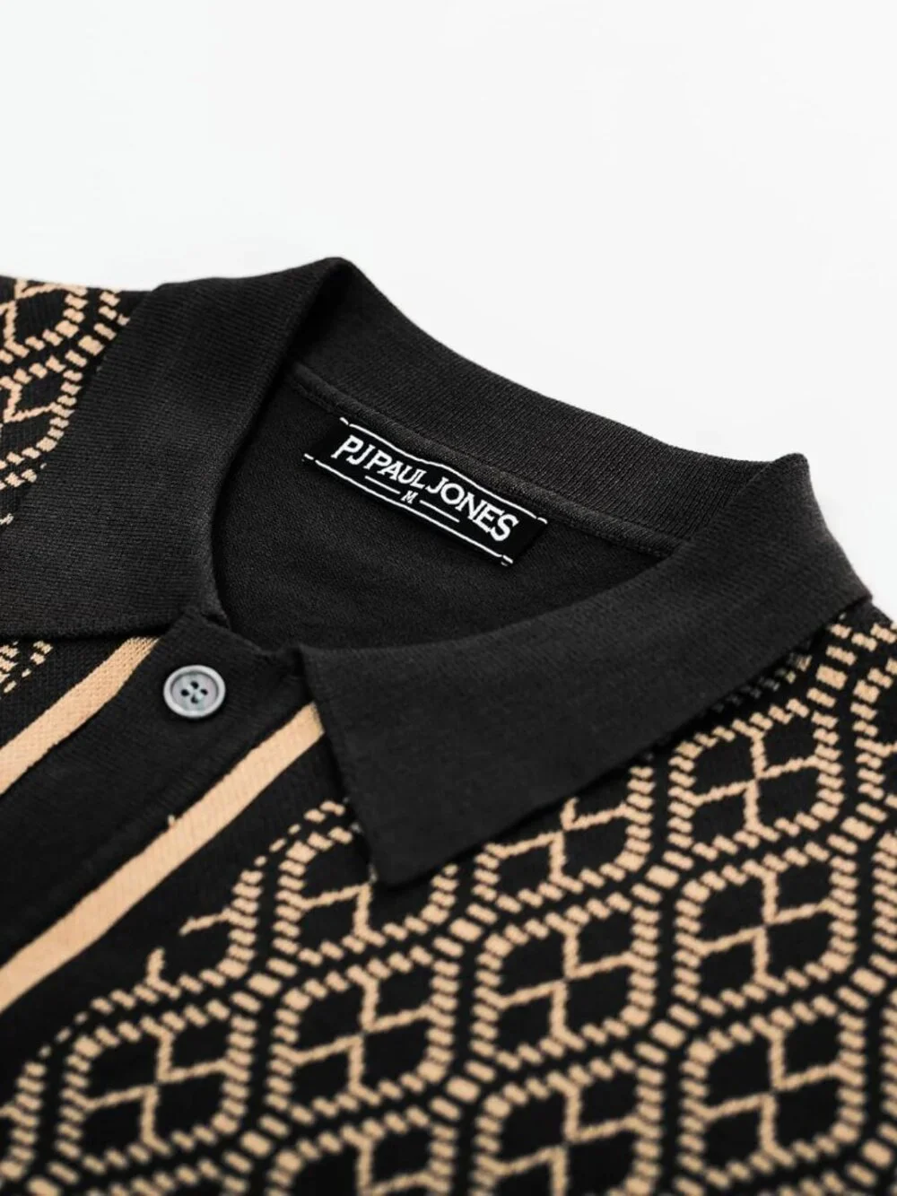Men's Black Short Sleeve 70s Vintage Polo Contrast Knit Retro Top Casual Shirt - Picture 2 of 6
